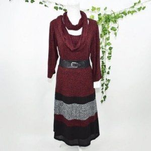 NWT Robbie Bee Signature red maxi dress scarf 1X